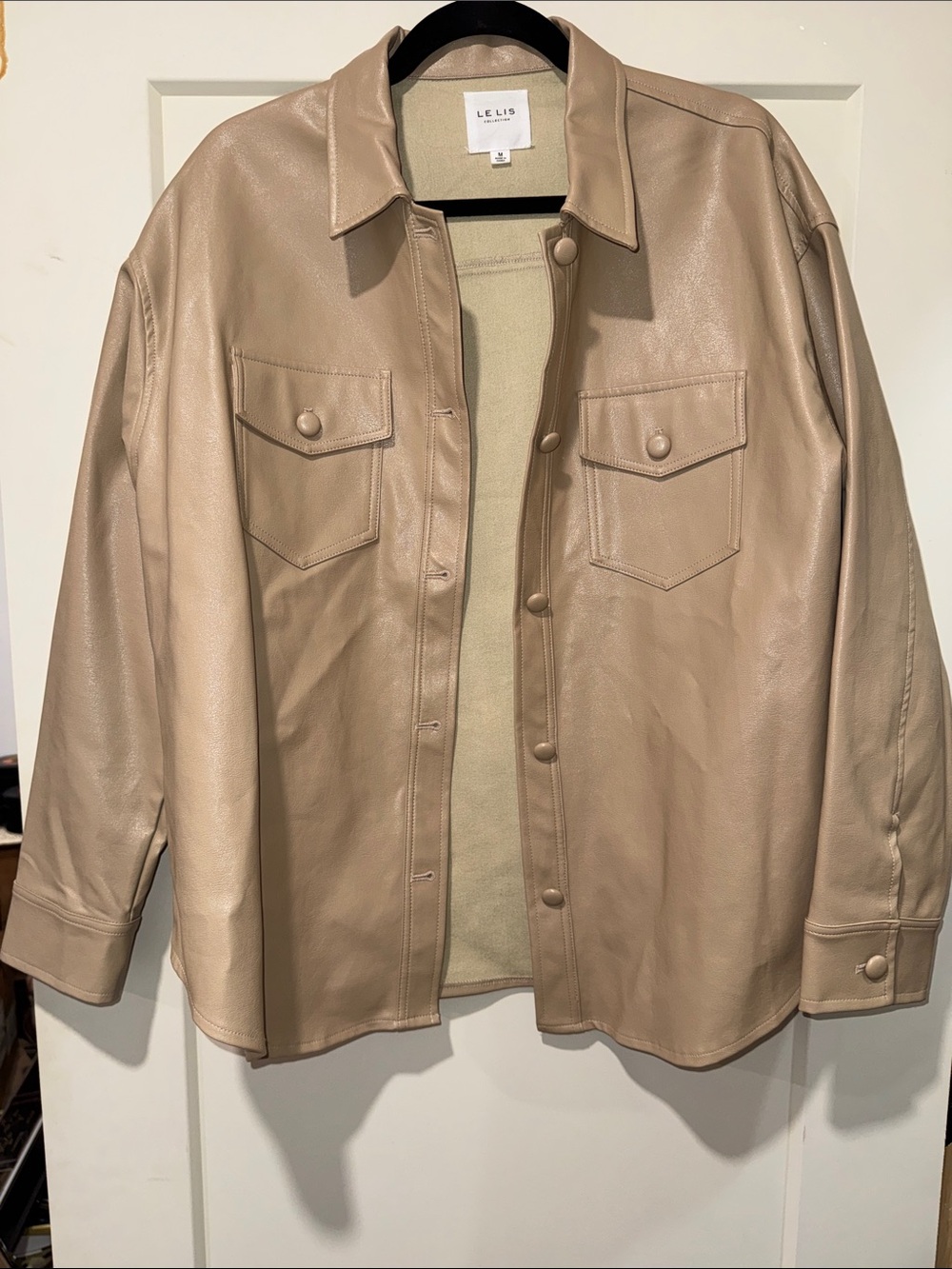 Le Lis Beige Taupe Faux Leather Shacket